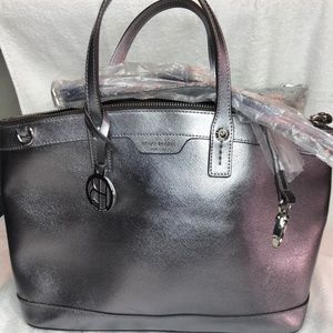 HENRI BENDEL PEWTER/SILVER TOTE BAG